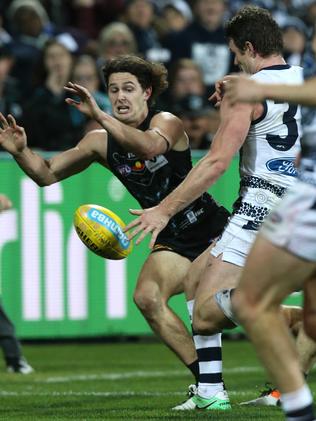 And kicks the winning goal. Picture: Wayne Ludbey