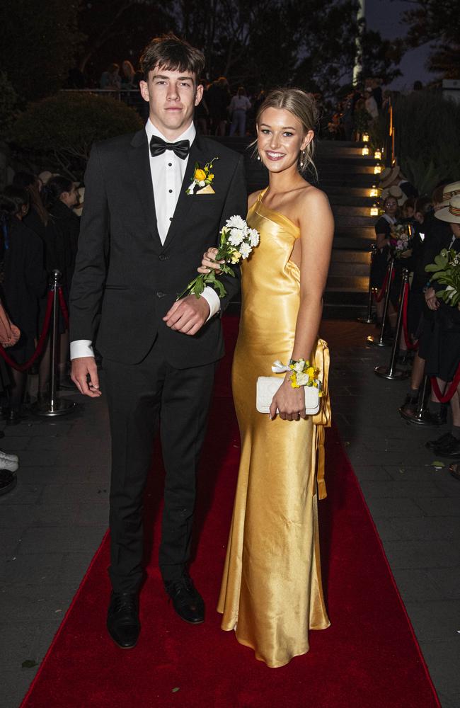 Macy Francis and partner Oliver Hicks arrive at The Glennie School formal at Picnic Point, Thursday, September 12, 2024. Picture: Kevin Farmer