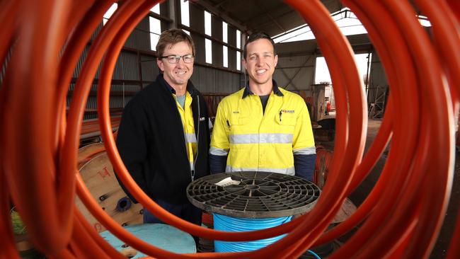 Aquest Electrical owner Darren Hage with refrigeration manager Kevin Sims. Picture: Tait Schmaal.