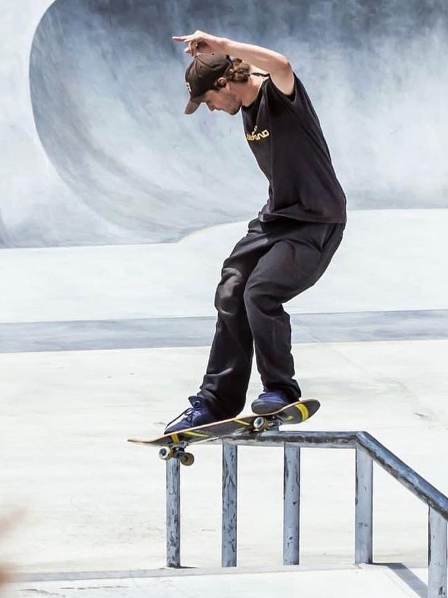Josh Birtwhistle grinds a rail in competition.