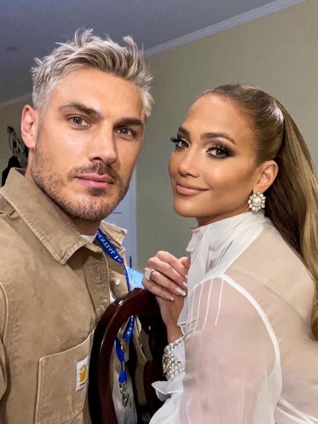 Celebrity hairstylist Chris Appleton and Jennifer Lopez on inauguration day. Picture: Instagram/ChrisAppleton