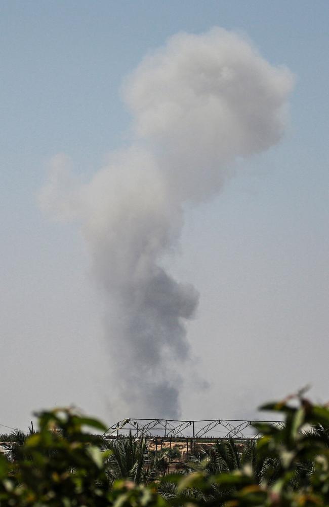 Smoke billows during Israeli bombardment in Rafah in the southern Gaza Strip on June 19, 2024, amid the ongoing conflict in the Palestinian territory between Israel and Hamas. Picture: AFP