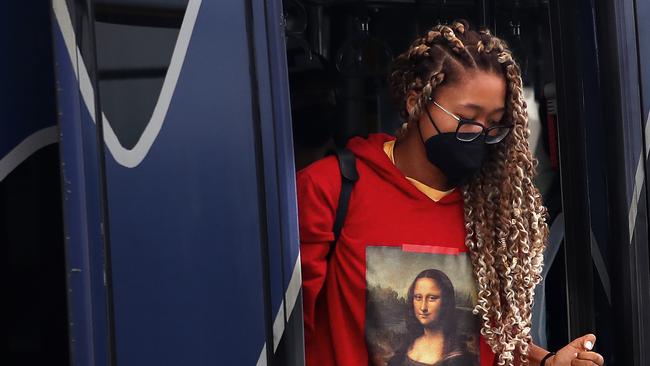 Naomi Osaka arrives on a chartered flight ahead of the Australian Open.