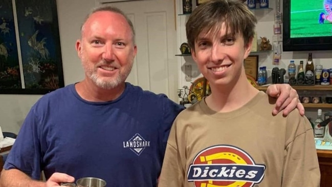 Chris with son Cameron, who he described as kind and thoughtful.