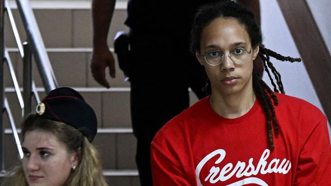 US WNBA basketball superstar Brittney Griner arrives to a hearing at the Khimki Court, outside Moscow on July 7, 2022. Picture: Kirill Kudryavtsev/AFP