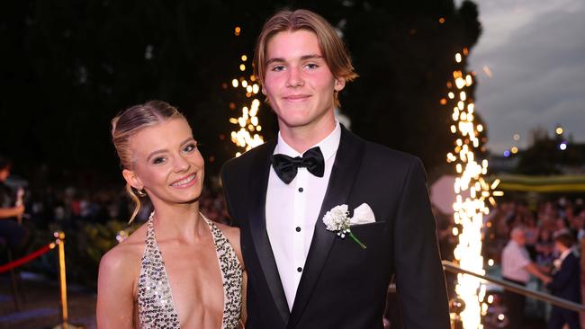 Sienna Leary and Ben Townley at the Emmanuel College class of 2025 formal at HOTA for Gold Coast at Large. Picture, Portia Large.