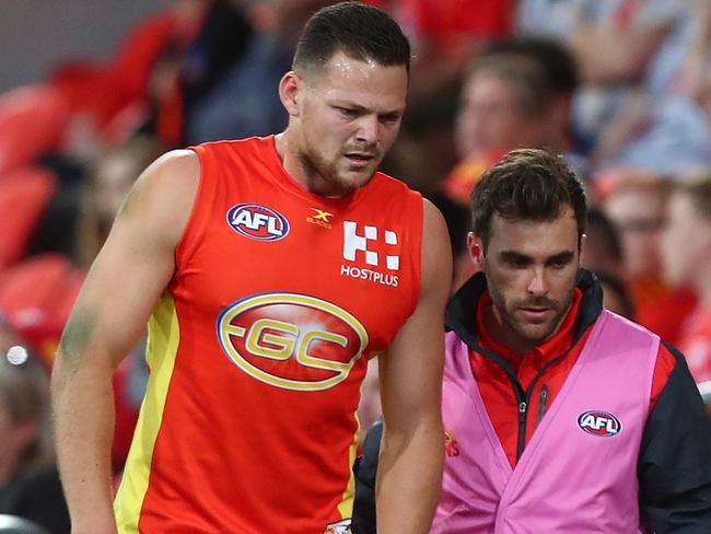 Co-captain Steven May’s hamstring injury is a big concern for the Suns. Picture: Getty Images