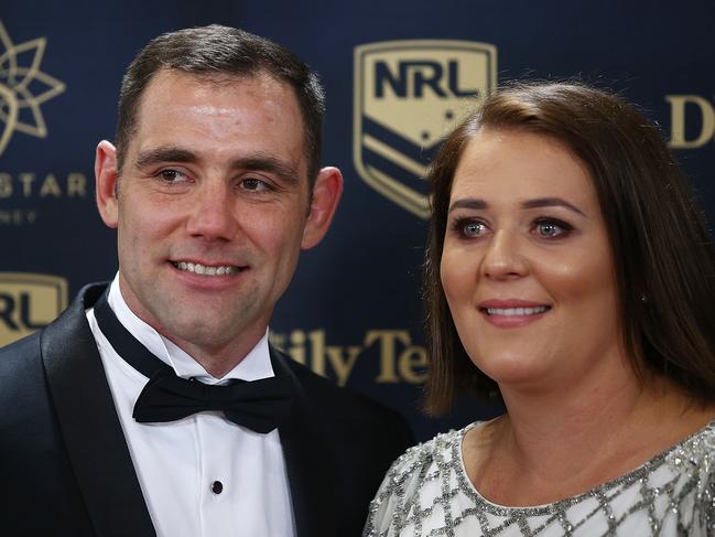 SYDNEY, AUSTRALIA - SEPTEMBER 27:  Cameron Smith and Barbara Smith arrive ahead of the 2017 Dally M Awards at The Star on September 27, 2017 in Sydney, Australia.  (Photo by Mark Metcalfe/Getty Images)