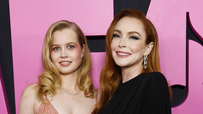 NEW YORK, NEW YORK - JANUARY 08: Angourie Rice and Lindsay Lohan attend the "Mean Girls" New York premiere at AMC Lincoln Square Theater on January 08, 2024 in New York City. (Photo by John Lamparski/WireImage)