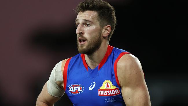 Marcus Bontempelli in full flight for the Bulldogs against Gold Coast in Round 18. Picture: Michael Klein