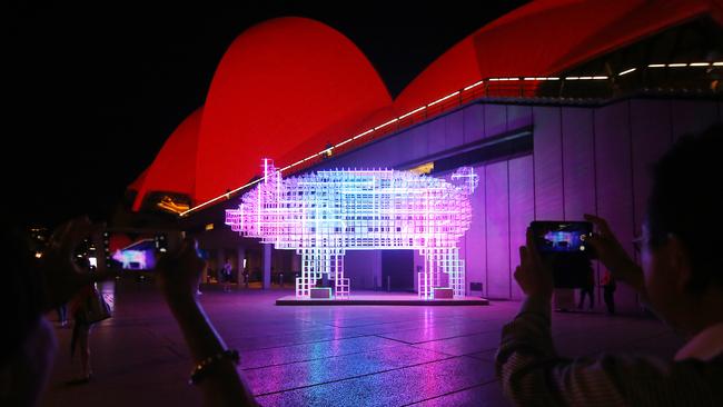 Big sculptures of pigs have been littered across the city to celebrate the Year of the Pig. Picture: AAP Image/Steven Saphore