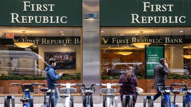 A First Republic Bank branch in New York, US, on Friday, March 10, 2023. Eleven big banks banded together last week to deposit $US30 billion in First Republic in an effort to restore confidence in the lender. Photographer: Jeenah Moon/Bloomberg