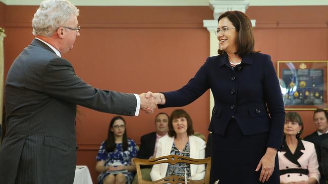 Annastacia Palaszczuk is sworn in as Queensland Premier by Governor Paul de Jersey.