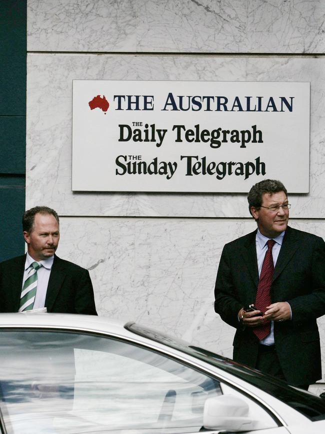 Chris Kenny and Alexander Downer after a meeting with then editor-in-chief of The Australian, Chris Mitchell.