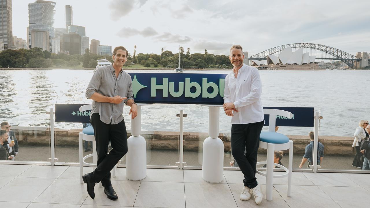 Andy Lee and Hamish Blake attend the Hubbl launch in Sydney.