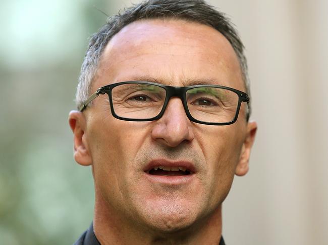 Greens Leader Dr Richard Di Natale  speaking at a press conference, Parliament House in Canberra.