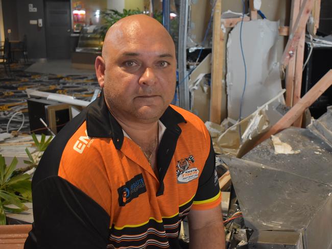 Western Suburbs Leagues Club general manager Kingsley Theiber said a “heartbreaking” ram raid tore through the entrance of the Walkerston club. Picture: Zizi Averill