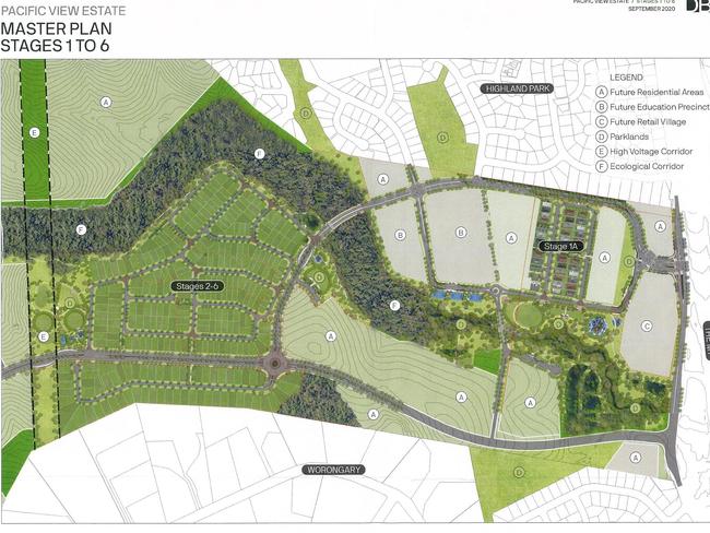 Planning documents provided showing Pacific View Estate to Gold Coast City Council. Photo: Supplied.