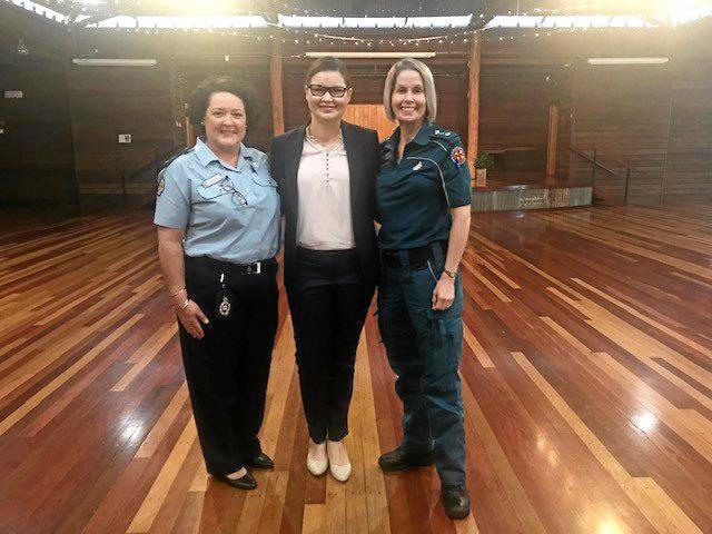 Lea Kettle and Jenni Cousens (QLD Ambulance Service) with Di Booth (Investment Collective) at the Women's Network seminar. Picture: contributed