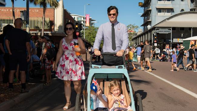 Thousands of Territorians lined the streets to show their respects for the Anzac Day parade. Picture: Pema Tamang Pakhrin