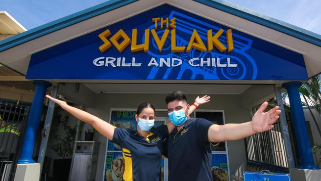 Eleana Ninnis and Theofanis Ninnis and their family are the new owners of the Souvlaki Grill and Chill. Picture: Glenn Campbell