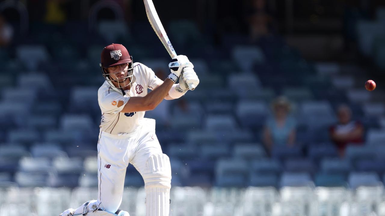 Jack Wildermuth bats for Queensland bats during the Sheffield Shield. Photo: Paul Kane/Getty Images.