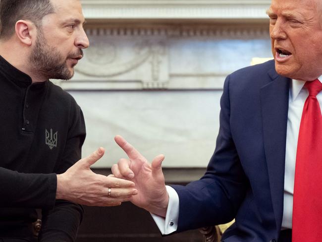 TOPSHOT - US President Donald Trump and Ukraine's President Volodymyr Zelensky meet in the Oval Office of the White House in Washington, DC, February 28, 2025. Zelensky and Trump openly clashed in the White House on February 28 at a meeting where they were due to sign a deal on sharing Ukraine's mineral riches and discuss a peace deal with Russia. "You're not acting at all thankful. It's not a nice thing," Trump said. "Itâs going to be very hard to do business like this," he added. (Photo by SAUL LOEB / AFP)