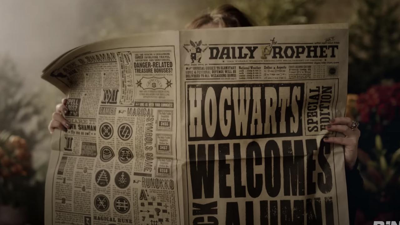 Helena Bonham Carter appears in the Harry Potter reunion trailer. Picture: Binge