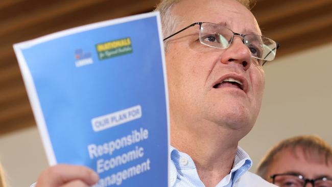 DARWIN, AUSTRALIA - MAY 17: Prime Minister Scott Morrison speaks at a press conference during a visit to the Alpha Homes Display Home in the suburb of Johnston, which is in the Lingiari electorate, on May 17, 2022 in Darwin, Australia. The Australian federal election will be held on Saturday 21 May. (Photo by Asanka Ratnayake/Getty Images)