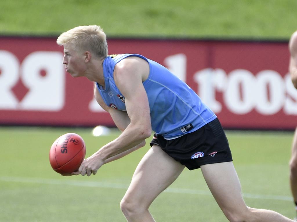 Tobie Travaglia at St Kilda training. Picture: Andrew Henshaw