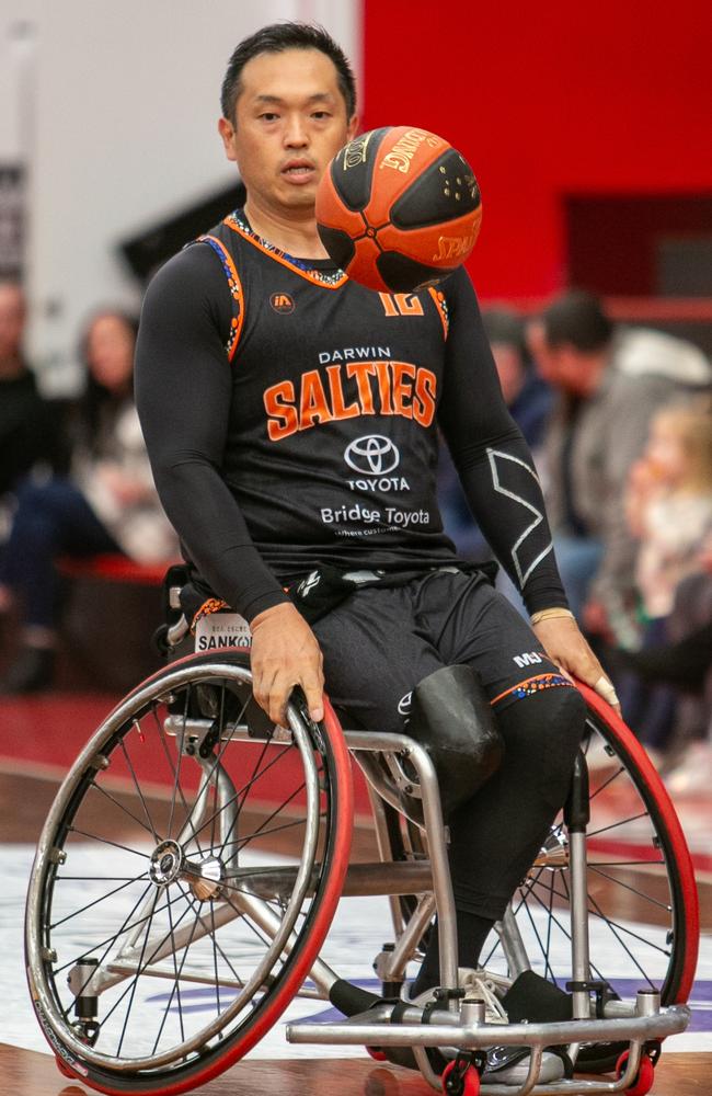 Reo Fujimoto, the new import for the Darwin Salties, playing in the side's first match of the 2024 season. Picture: Daniel Bennett Photography