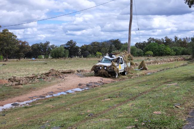 Huge storms late Sunday caused a massive flash flood in the middle of the night in Eugowra, with houses washed off their foundations, and cars and other items strewn though the town. Picture: Chris Watson/Farmpix Photography