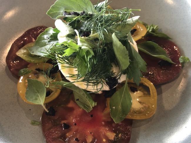 Heirloom tomatoes and fior di latte at Essen restaurant, part of Artisans of Barossa cellar door