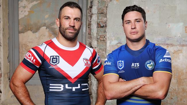 Roosters captain James Tedesco and Eels skipper Mitch Moses have been close friends since their junior playing days at the Wests Tigers. Picture: Rohan Kelly