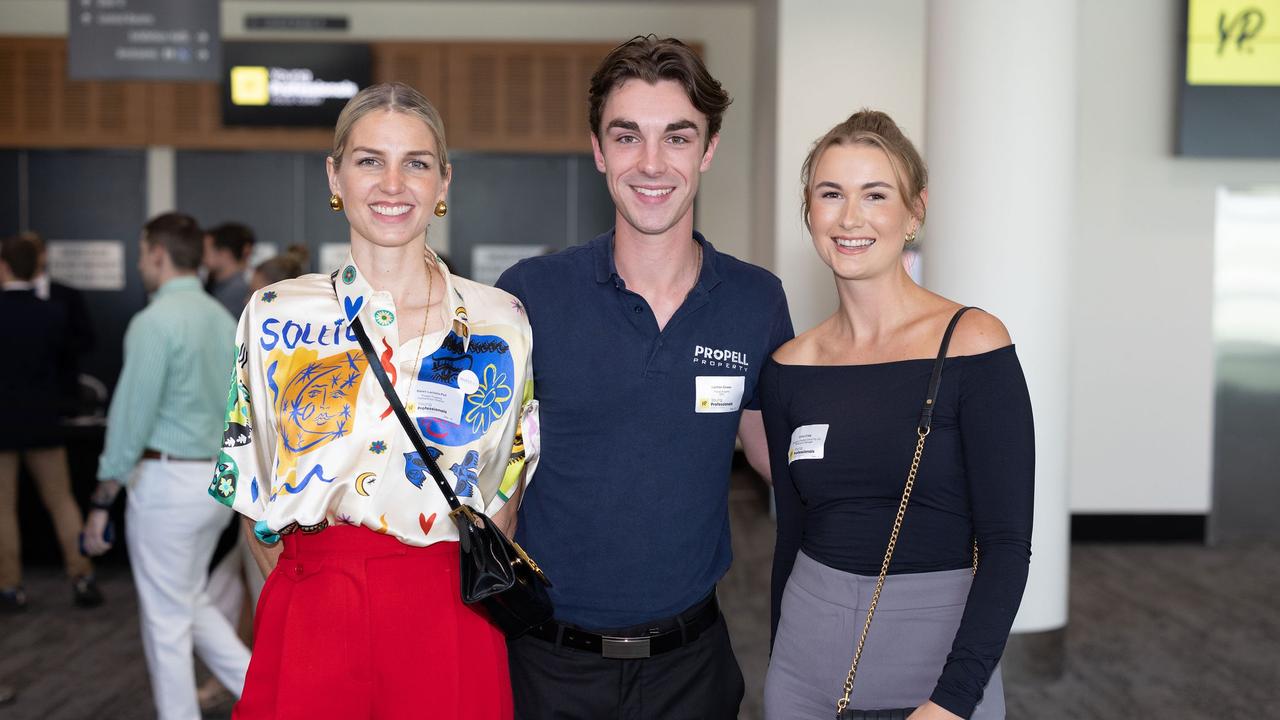 Karen Lacheta-Pell, Lachlan Creese, Claire Craig at the YP Gold Coast City Leaders Forum, 2023. Picture: Celeste Humphrey