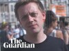 Mature-age Guardian work experience boy Owen Jones gets his tilt on during anti-Trump demonstrations
