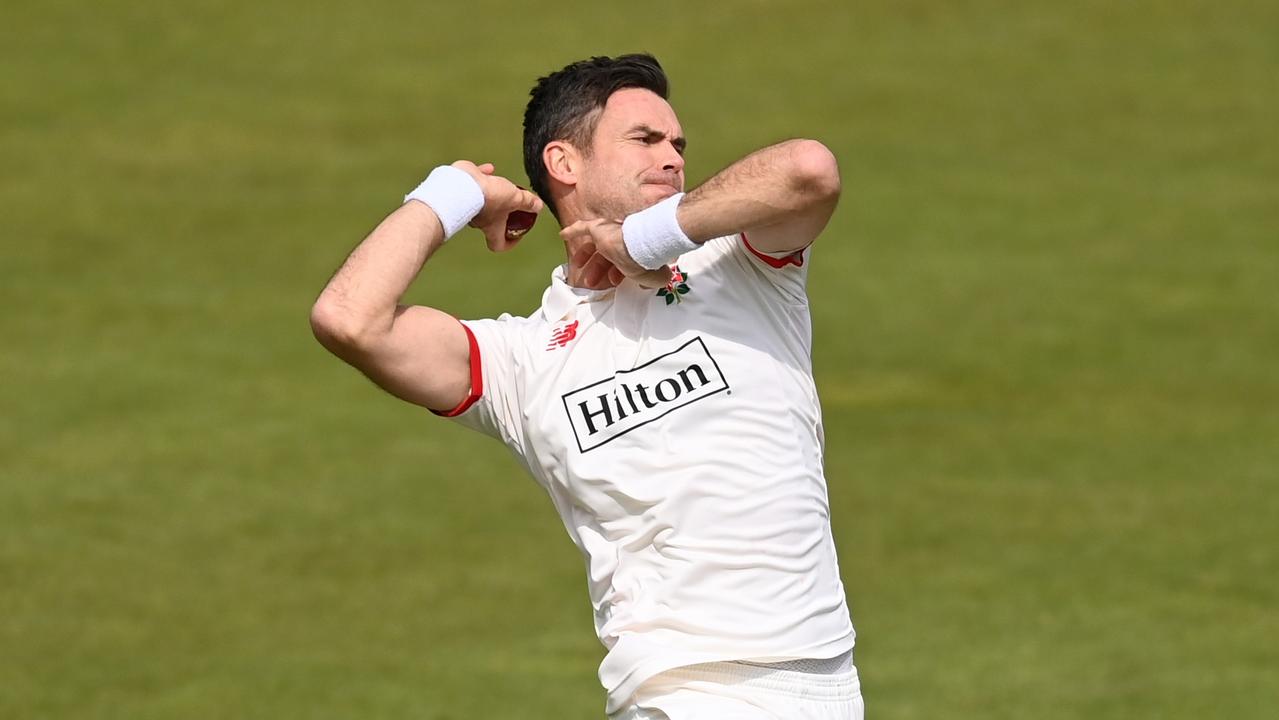 James Anderson left Lancashire’s clash with a “minor issue.” (Photo by Gareth Copley/Getty Images)