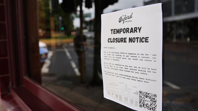 A sign on the Oxford Tavern at Petersham. Picture: NCA NewsWire / Damian Shaw