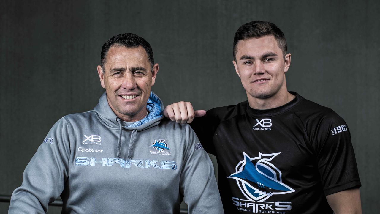 Sharks coach Shane Flanagan and his son Kyle.