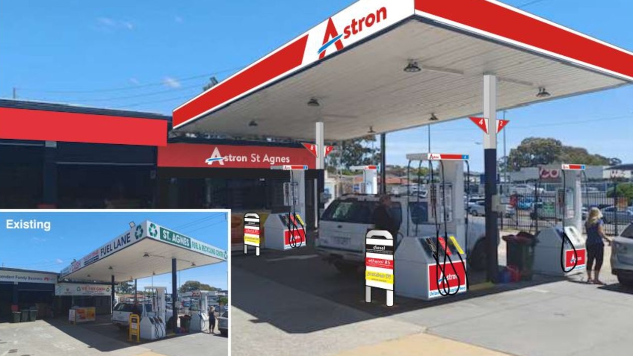 Plans have been lodged to upgrade the St Agnes petrol and recycling centre located on the court of North East Rd and Hancock Rd in Tea Tree Gully. Picture: Plan SA