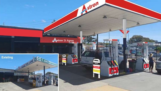 Plans have been lodged to upgrade the St Agnes petrol and recycling centre located on the court of North East Rd and Hancock Rd in Tea Tree Gully. Picture: Plan SA