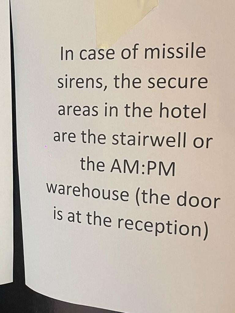 Instructions from their hotel regarding the air strikes.