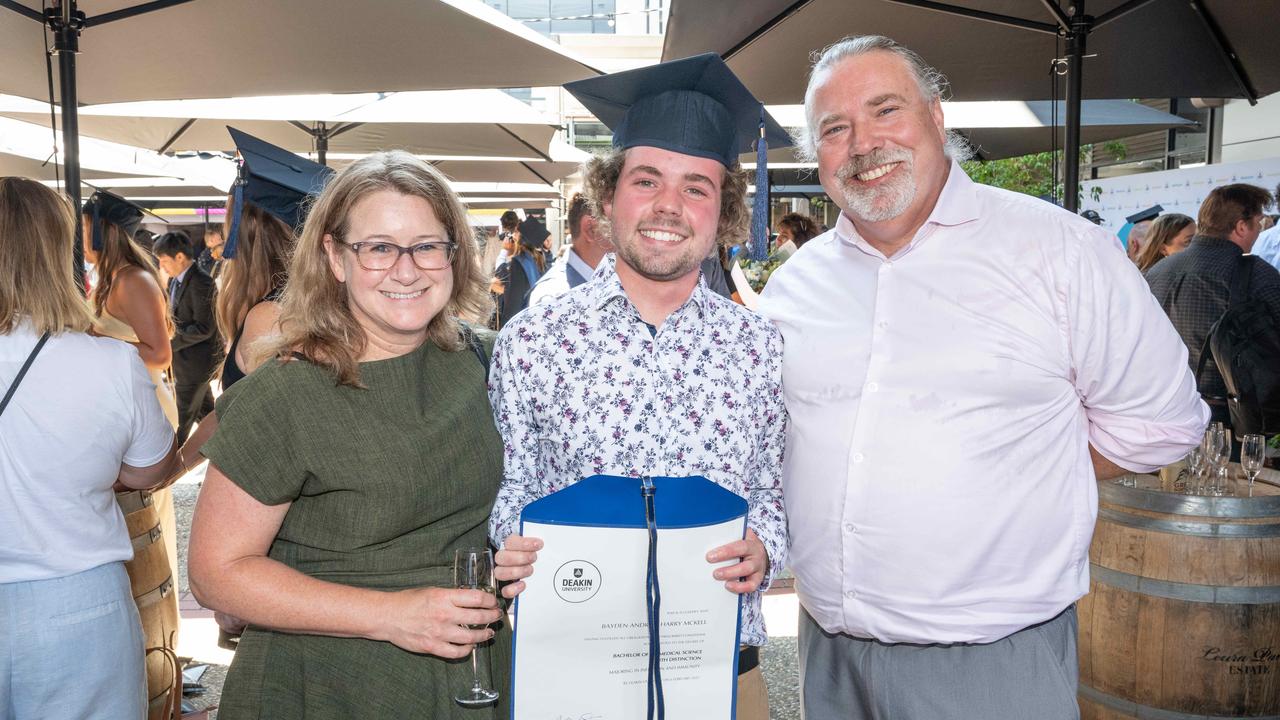 Joanne, Bayden and Grant McKell at Deakin University’s environmental science graduation. Picture: Brad Fleet