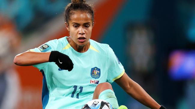 Mary Fowler of the Matildas in action during the match at Melbourne Rectangular Stadium. Picture: Mark Stewart