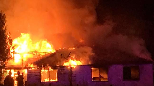 Despite the best efforts of crews from the Rural Fire Service and Fire and Rescue NSW, a home in a Northern Rivers village burned to the ground. Picture: Richmond River independent