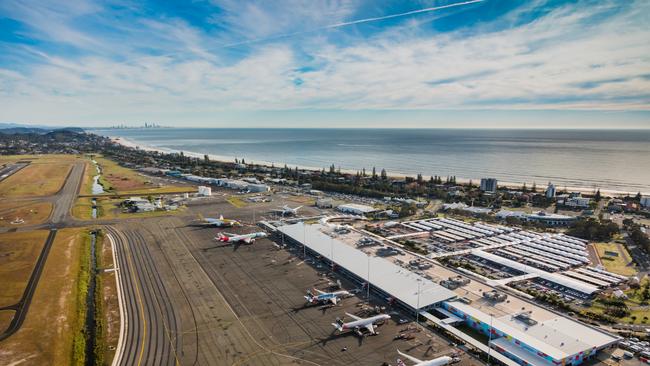 An aerial view of the Gold Coast Airport in 2018.