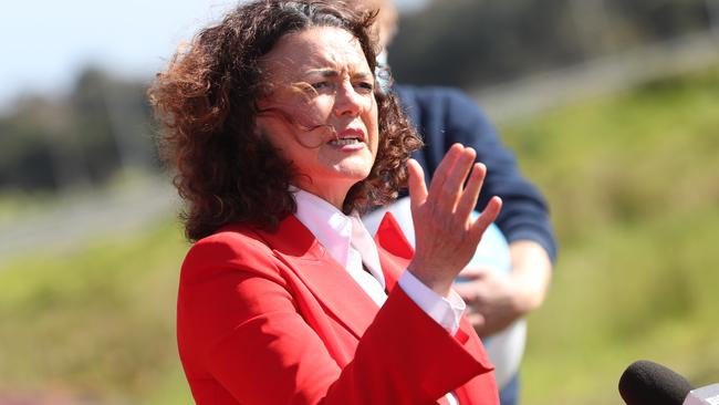 Libby Coker MP at the Drysdale pool funding announcement. Picture: Alan Barber