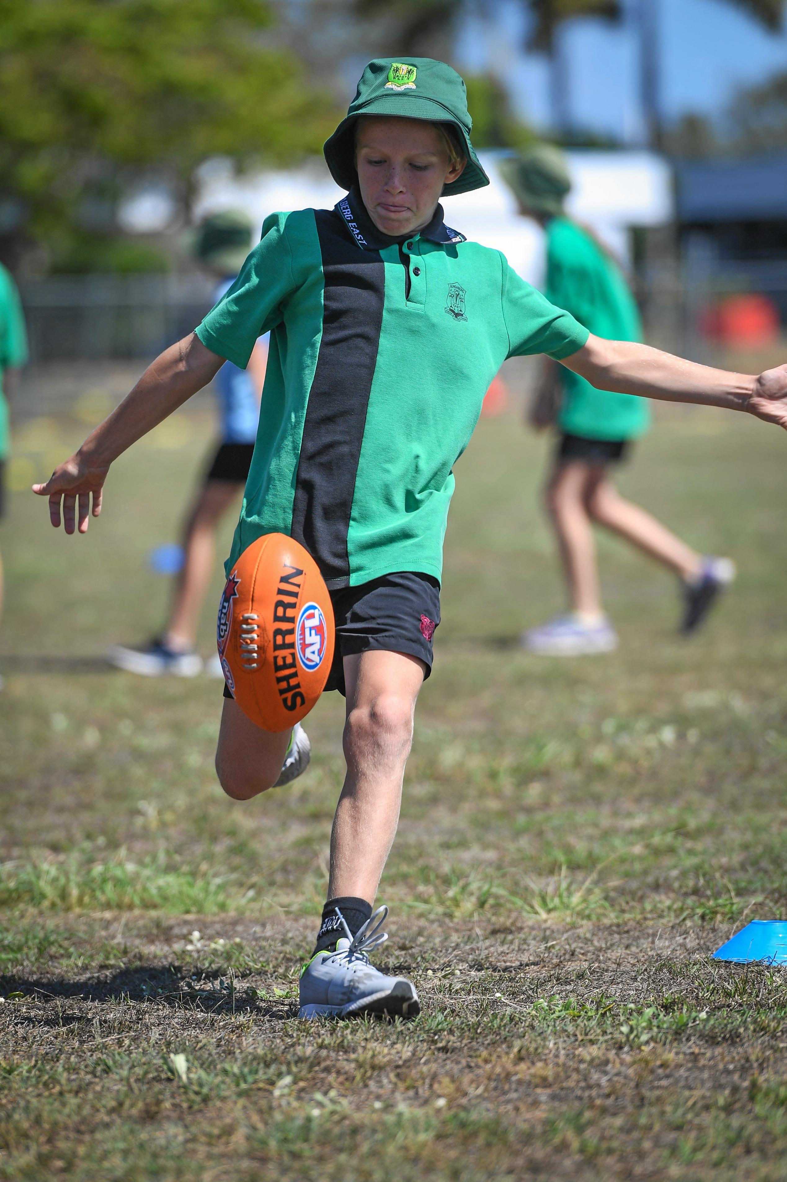 Jayce DeSilva knows how to kick the footy a long way. Picture: Brian Cassidy