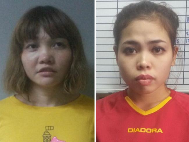 Suspects Doan Thi Huong of Vietnam (L) and Siti Ashyah of Indonesia (R) were detained in connection to the February 13 assassination of Kim Jong-Nam. Picture: AFP