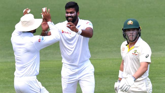 Marcus Harris fell for 44 in the first Test against Sri Lanka